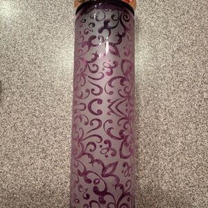 Apana Purple Etched Frosted Glass Yoga Water Bottle 24oz